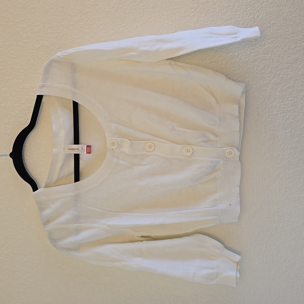 White Button crop cardigan